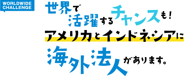 世界で活躍するチャンスも！アメリカとインドネシアに海外法人があります。